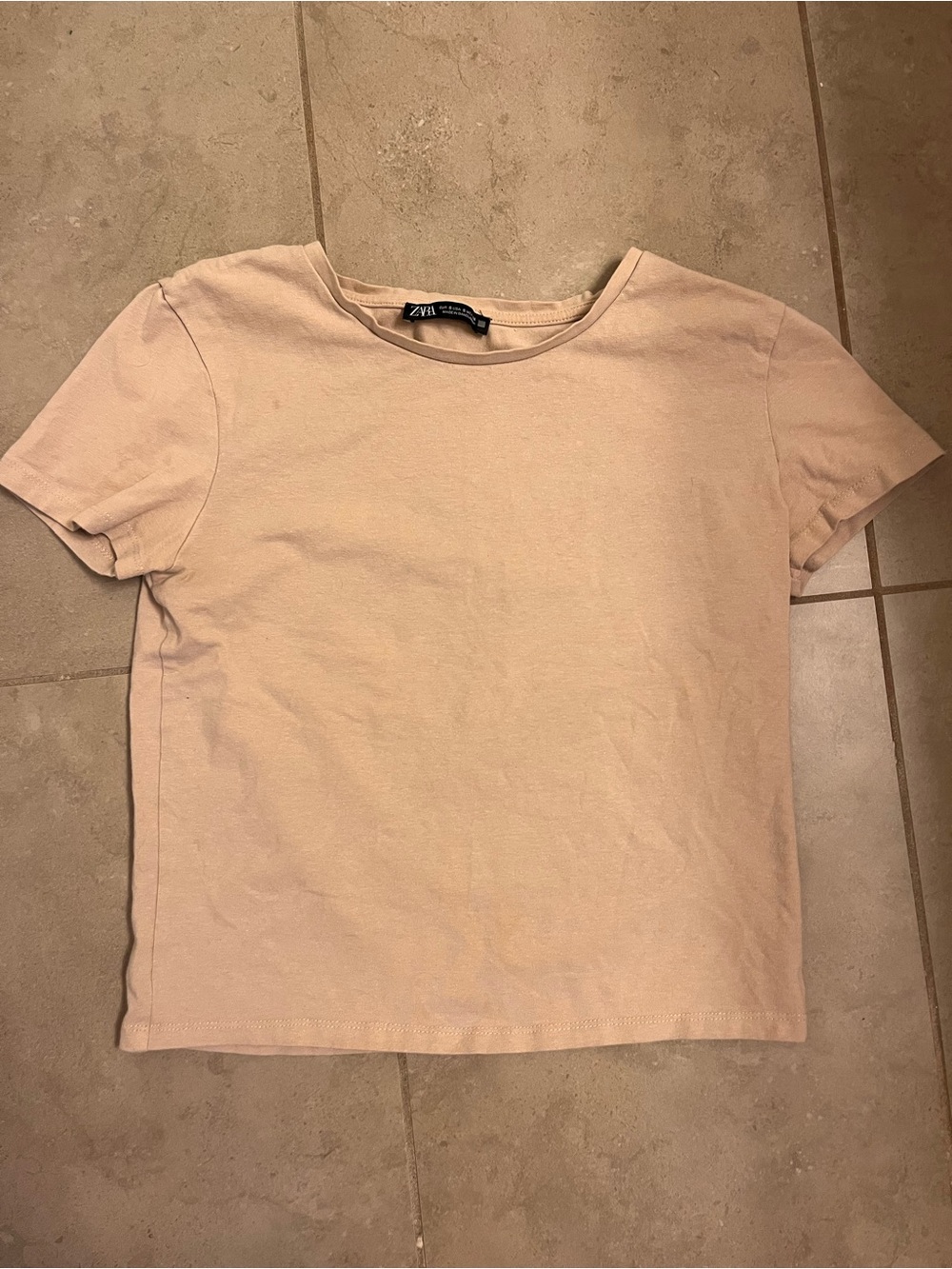 Zara Women’s Beige Cropped Baby Tee